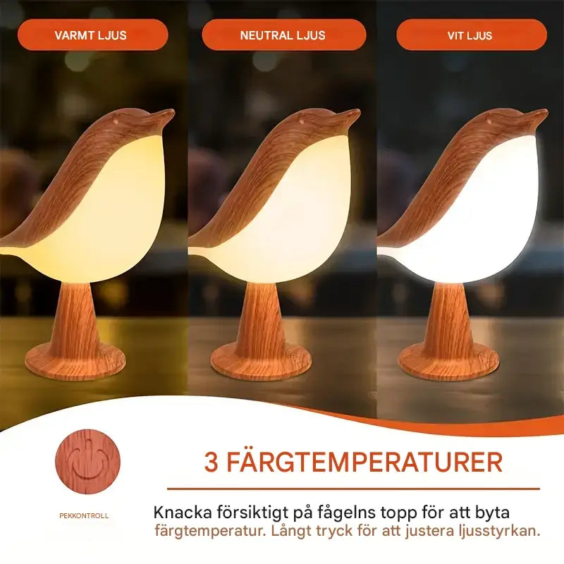 FeatherGlow - LED Vogel Nachtlampje met Touch Control | Decoratieve & Ontspannende Verlichting voor Slaapkamer en Woonkamer
