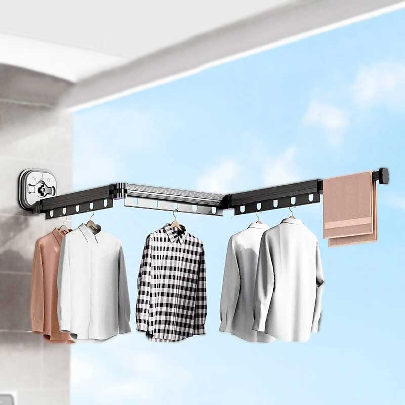 DryFold - Opvouwbaar droogrek voor wandmontage met zuignappen voor ruimtebesparing