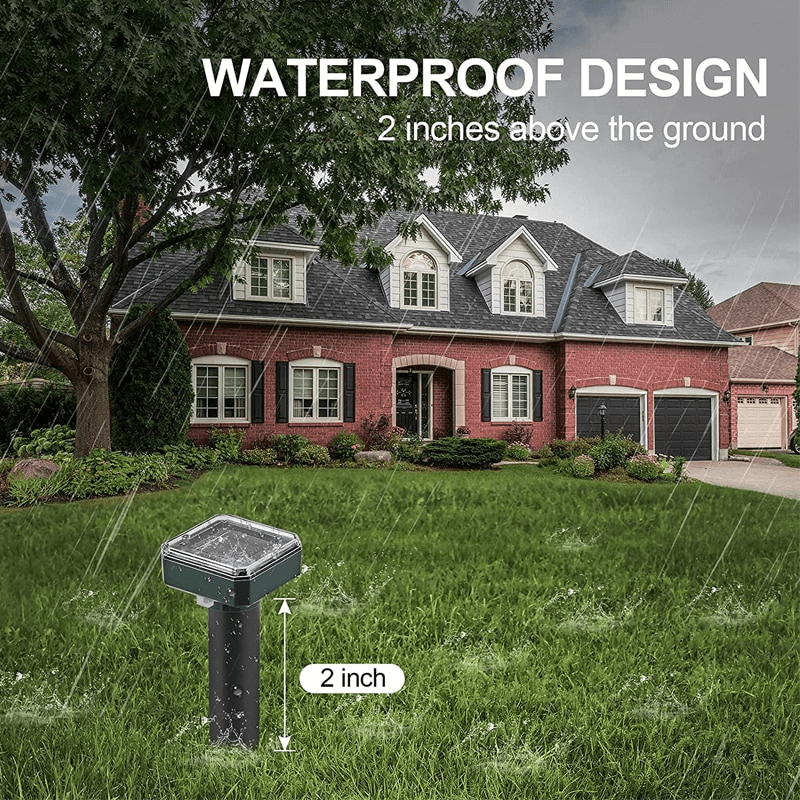 Ultrasone ongedierteverjager op zonne-energie | Schrikt mollen en knaagdieren af | Waterdicht, 400 Hz, Tuinbescherming voor buiten