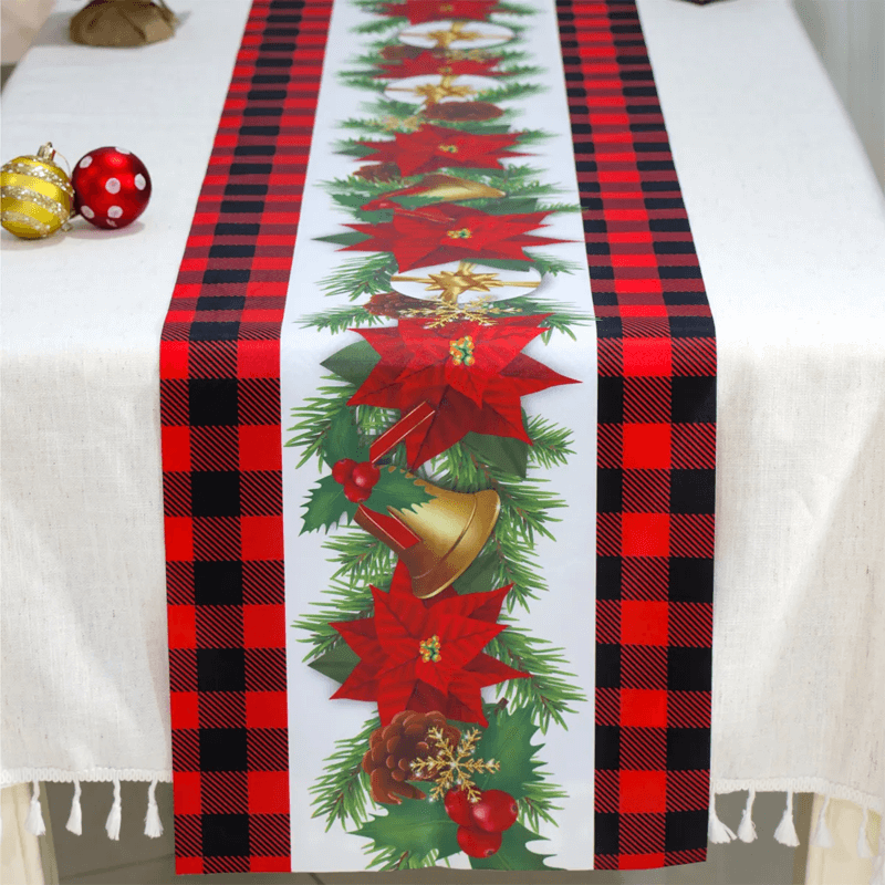 Stoffen kersttafelkleed voor eettafel 180x35cm - versier de eettafel in kerstsfeer