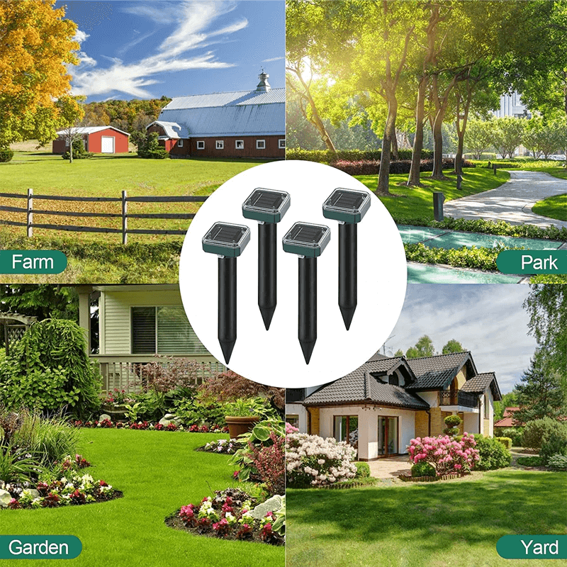 Ultrasone ongedierteverjager op zonne-energie | Schrikt mollen en knaagdieren af | Waterdicht, 400 Hz, Tuinbescherming voor buiten