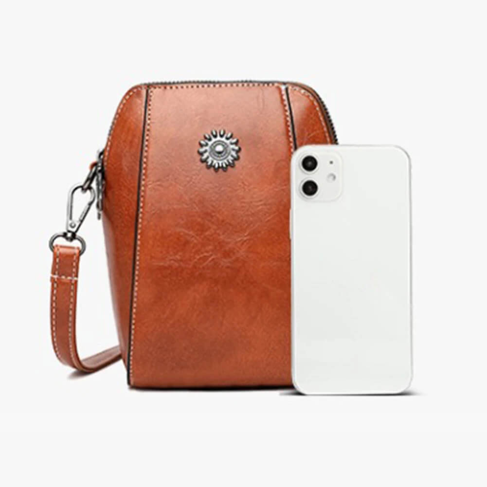 Vintage Crossbody Leren Tas voor Vrouwen - Verstelbare Schouderriem, Compact Ontwerp en Elegante Stijl