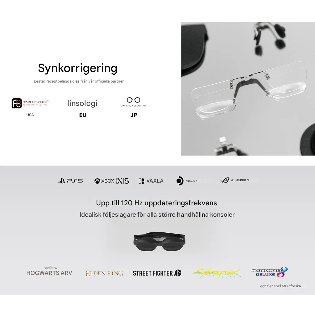 OptiView - Draagbare slimme AR-bril met 330 inch scherm 1080P HD 120Hz Lichtgewicht voor langdurig gebruik