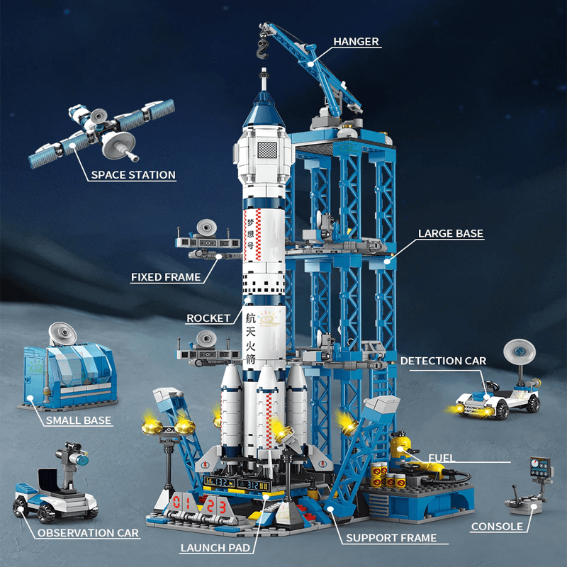 Raketbouwstenen - Creatief Bouwspeelgoed voor Kinderen, Ruimteraket Bouwsets en Doe-Het-Zelf Bouwstenen