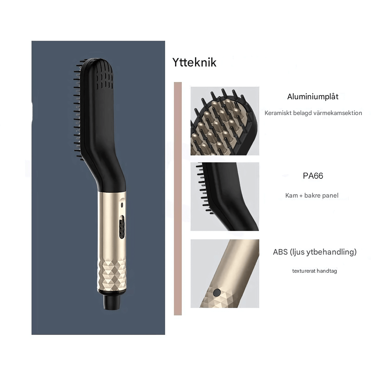 GroomFlex – Elektrisk Kam och Hårstyler med Jonisering & Justerbar Värme för Skägg och Hår