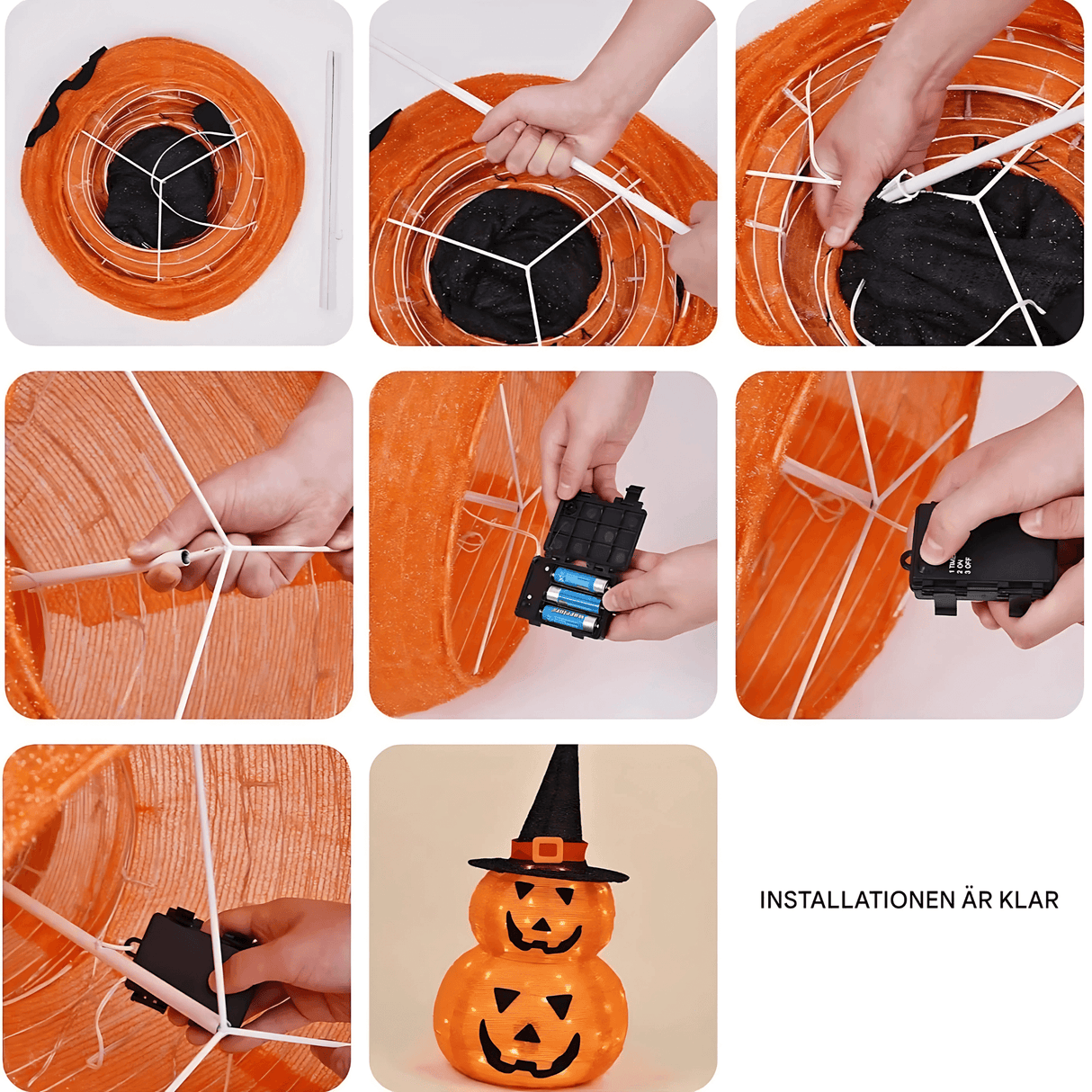 GlowPump – Hopfällbar Upplyst Halloween Pumpa med LED, Timer & Batteridriven Dekoration för Inomhus och Utomhus