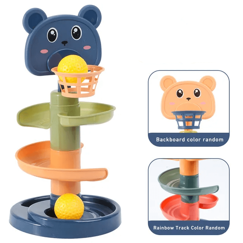 Montessori Ballenglijbaan voor kinderen - Educatief pakket met gekleurde ringen - Zintuiglijk spel en vroege ontwikkeling 3m+