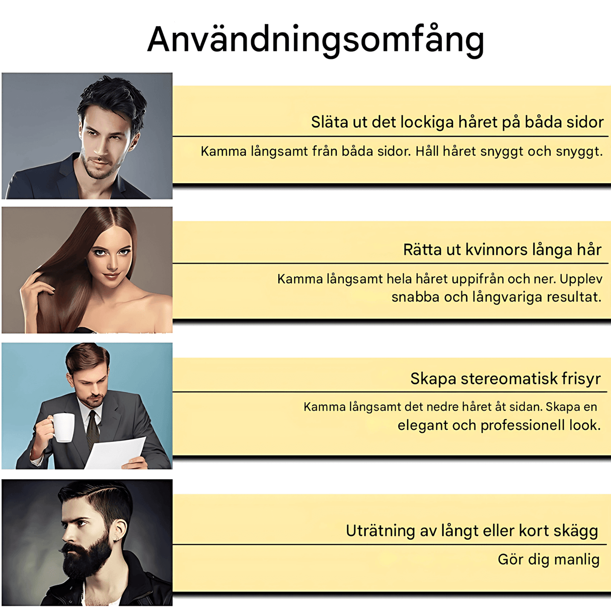 GroomFlex – Elektrisk Kam och Hårstyler med Jonisering & Justerbar Värme för Skägg och Hår