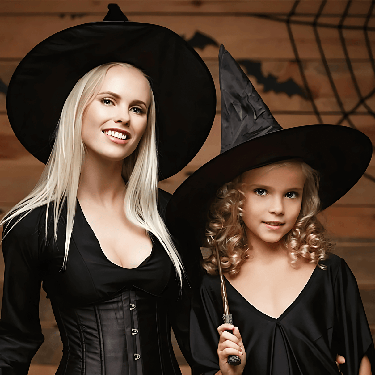 WitchGleam – Hopfällbar Halloweenhäxhatt i Svart Polyester för Maskerad, Party & Dekoration