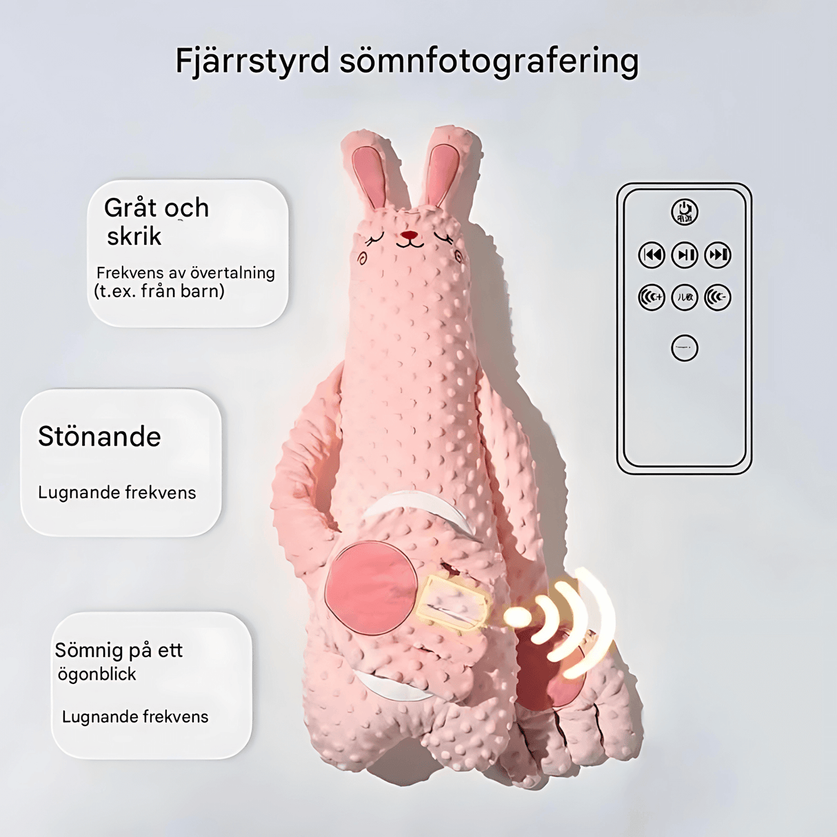 CuddleNest – Multifunktionell Barnsömn Docka med Trygghetskänsla, Värme, Musik och Flappande Fingrar