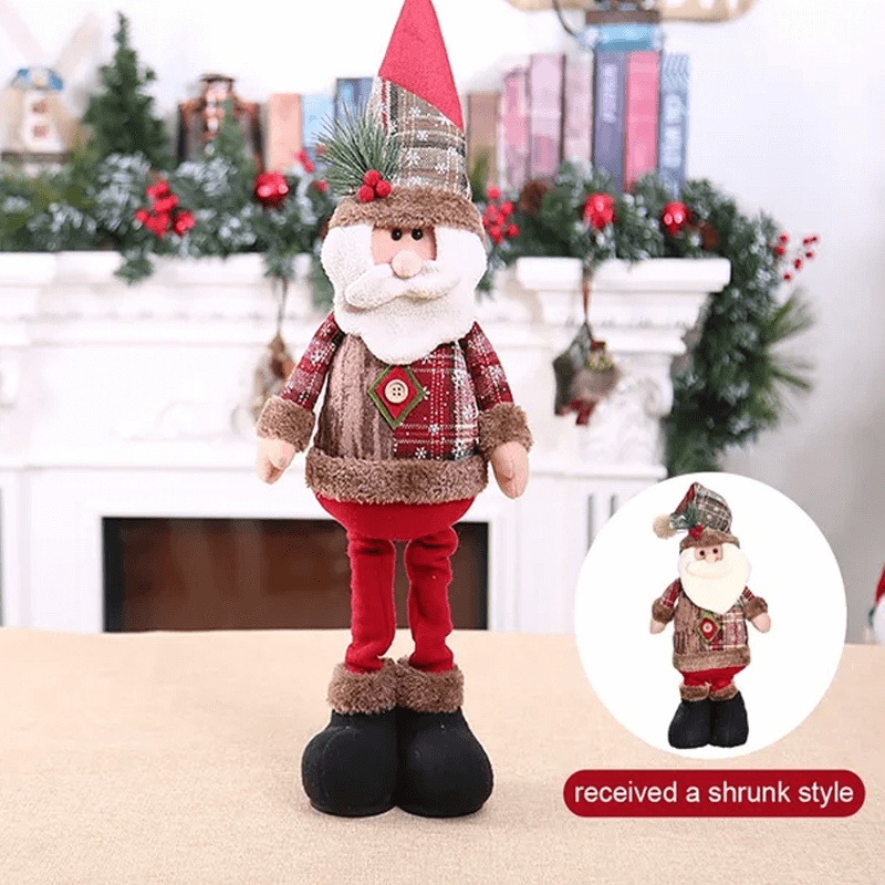 Kerstpop ornament van stof, met of zonder uitschuifbare poten - kerstversiering, kerstman, eland, sneeuwpop