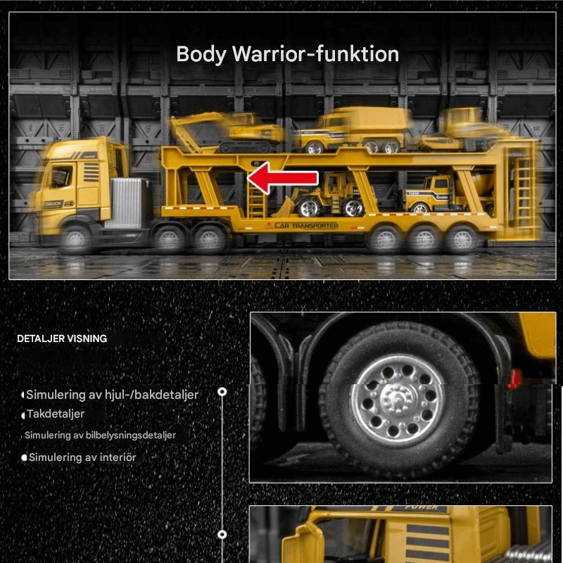 Simulatie dubbeldekker vrachtwagen met aanhanger