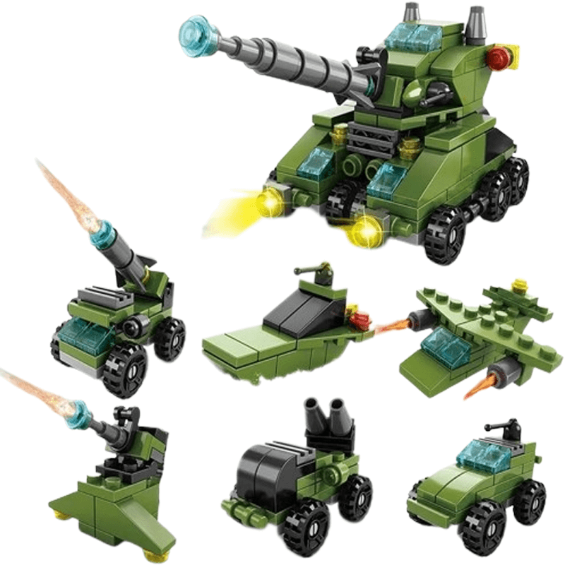 6-in-1 Bouwstenen Voertuigenset voor Kinderen | Brandweerwagen, Tank & Helikopter - STEM-Speelgoed voor Creatief Spelen & Leren (6-10 jaar)