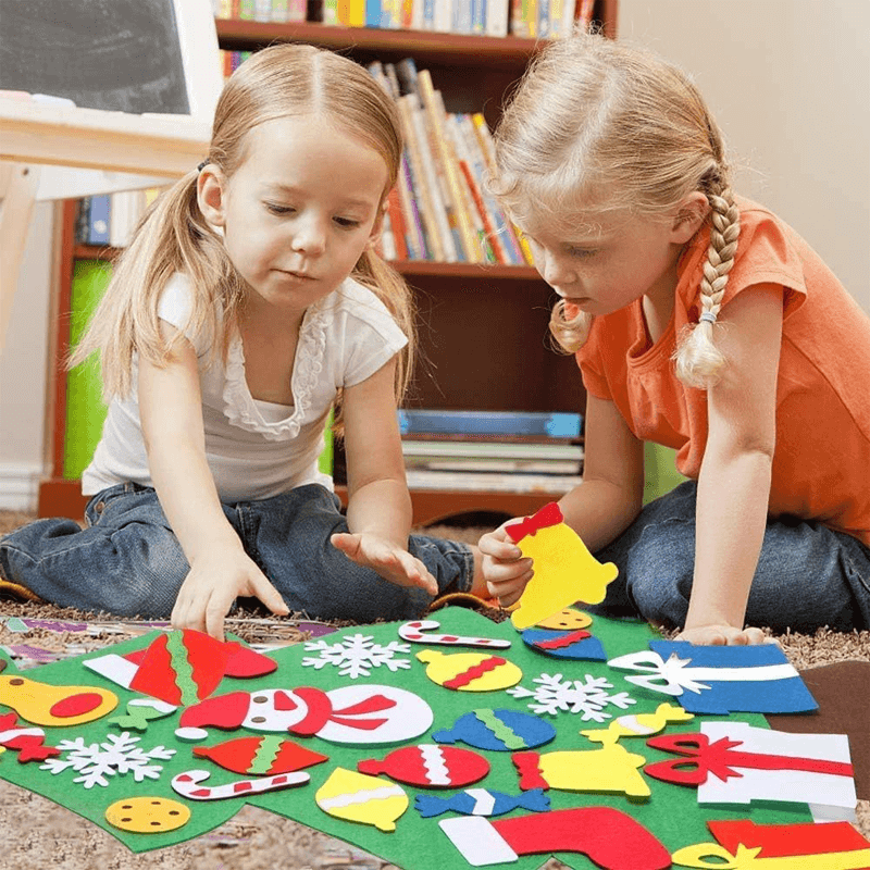 Zelfgemaakte kerstboom van vilt voor kinderen - Laat de kinderen hun eigen kerstboom versieren