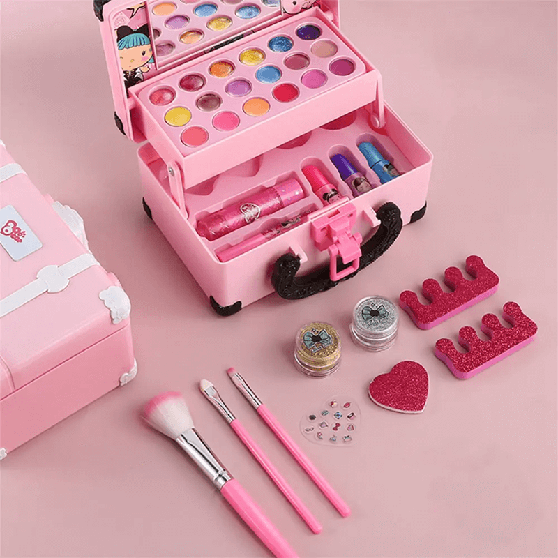 Make-up set in kleurrijk plastic | Wasbaar & Niet-giftig Make-up Speelgoed voor Kinderen - Fantasierijk Spelen & Perfect Cadeau voor Meisjes 3+