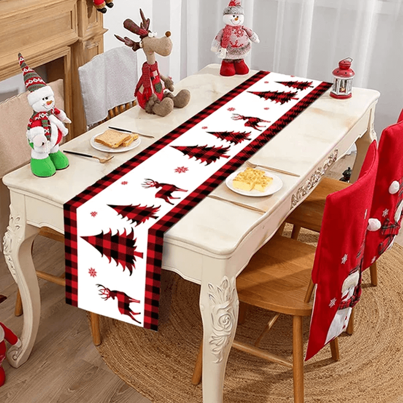 Stoffen kersttafelkleed voor eettafel 180x35cm - versier de eettafel in kerstsfeer