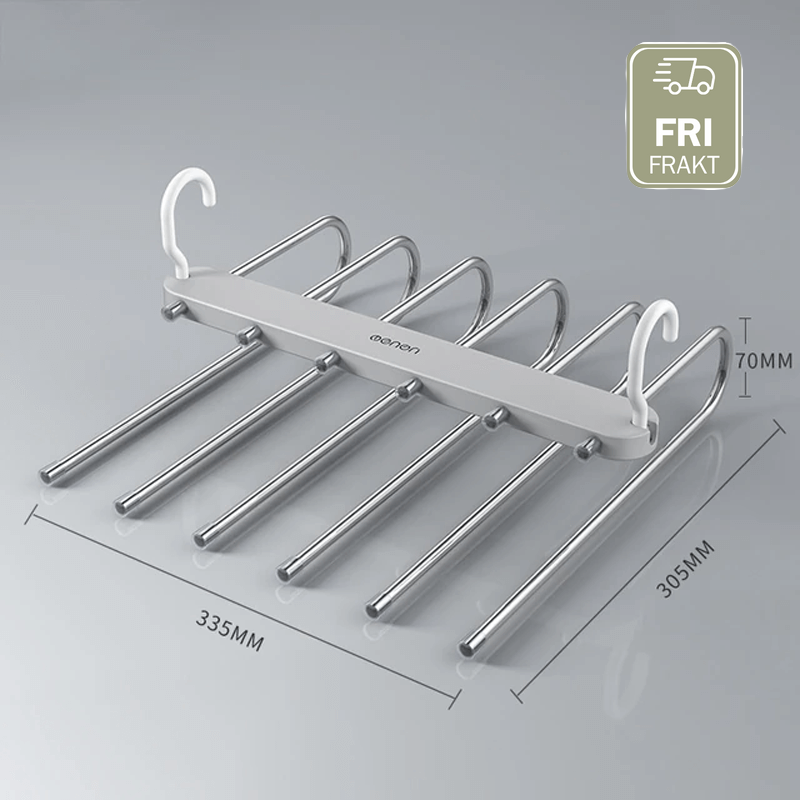 6-in-1 Roestvrij Staal Opvouwbaar Broekenrek | Multifunctionele Kleerhanger voor Garderobe & Reizen - Bespaar ruimte met verstelbare lagers
