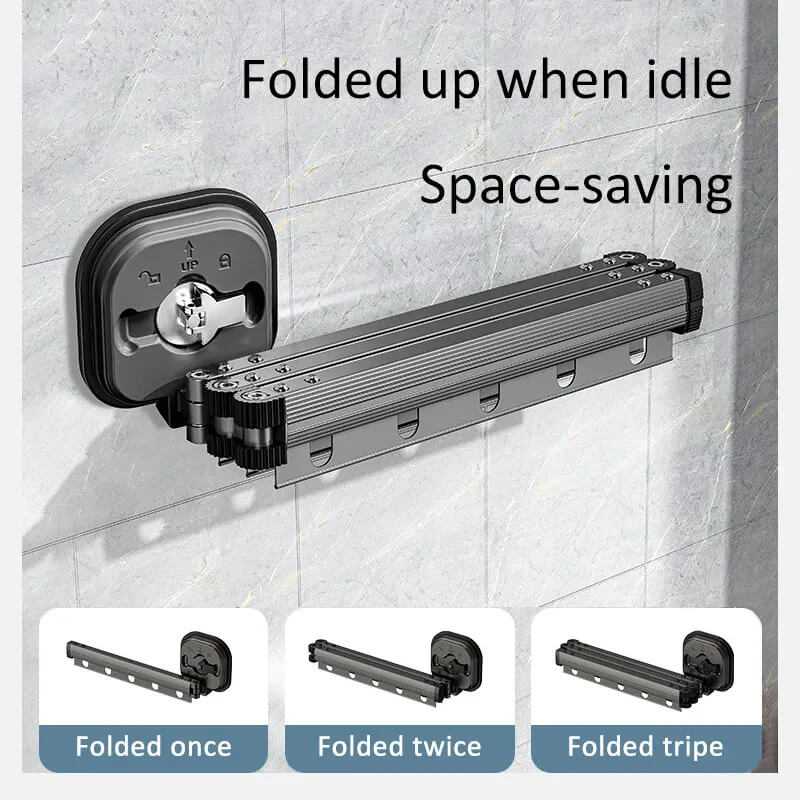 DryFold - Opvouwbaar droogrek voor wandmontage met zuignappen voor ruimtebesparing