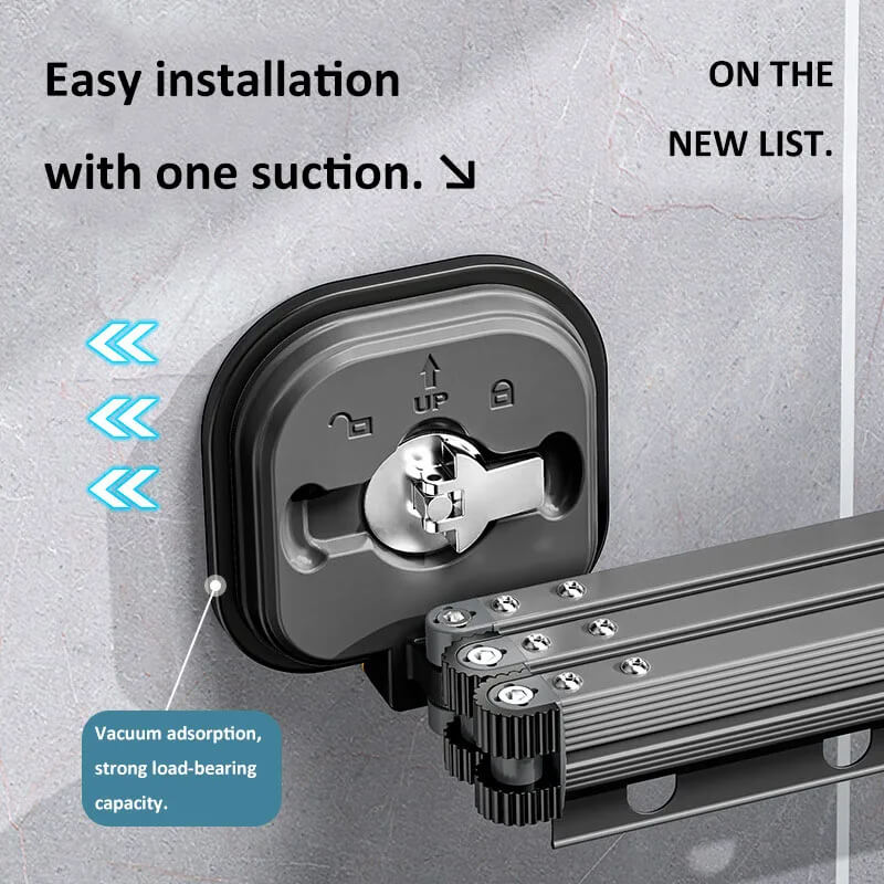 DryFold - Opvouwbaar droogrek voor wandmontage met zuignappen voor ruimtebesparing