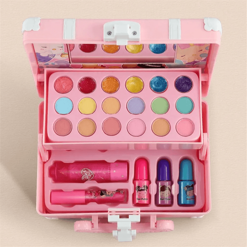Make-up set in kleurrijk plastic | Wasbaar & Niet-giftig Make-up Speelgoed voor Kinderen - Fantasierijk Spelen & Perfect Cadeau voor Meisjes 3+