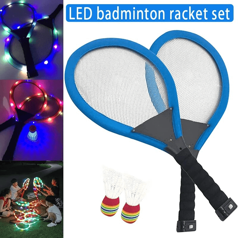 ShuttleGlow - Verlichte badmintonset met LED-rackets voor buitenspelen