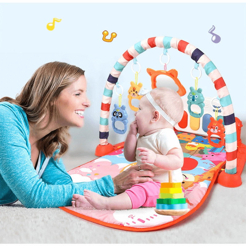 Baby Speelkleed met Muziek & Speelgoed | 3-in-1 Activiteitengym voor Pasgeborenen & Baby's - Zacht, Draagbaar & Ontwikkelingsgericht Spelen van 0-18 Maanden