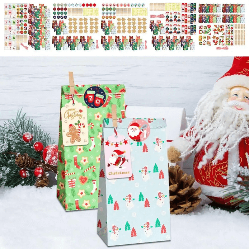 24x Multicoloured kerstcadeauzakjes - kant-en-klare cadeauzakjes