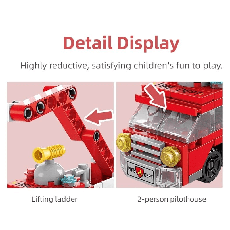 6-in-1 Bouwstenen Voertuigenset voor Kinderen | Brandweerwagen, Tank & Helikopter - STEM-Speelgoed voor Creatief Spelen & Leren (6-10 jaar)