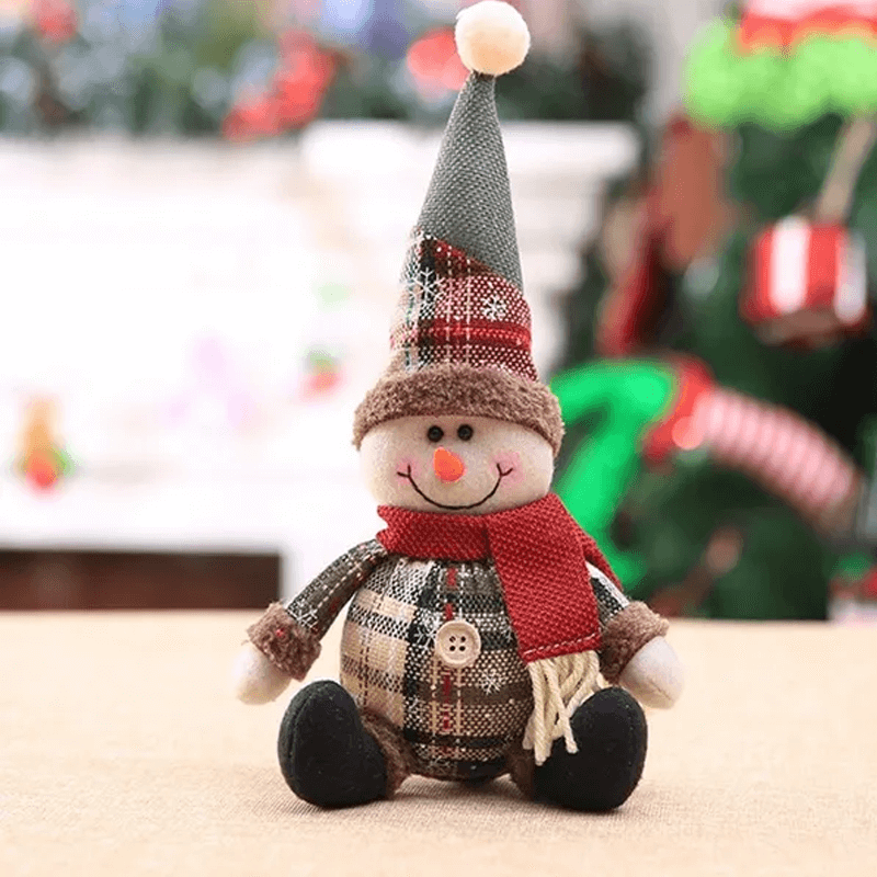 Kerstpop ornament van stof, met of zonder uitschuifbare poten - kerstversiering, kerstman, eland, sneeuwpop