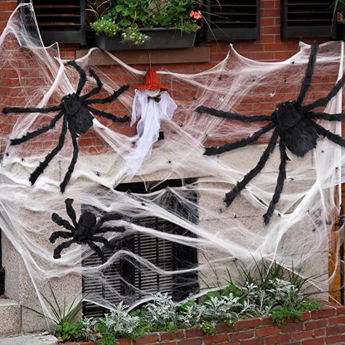 Grote Zwarte Pluche Spin - Enge Halloween Decoratie voor Feest en Huis, Realistische Bedriegende Spin voor Enge Feestjes