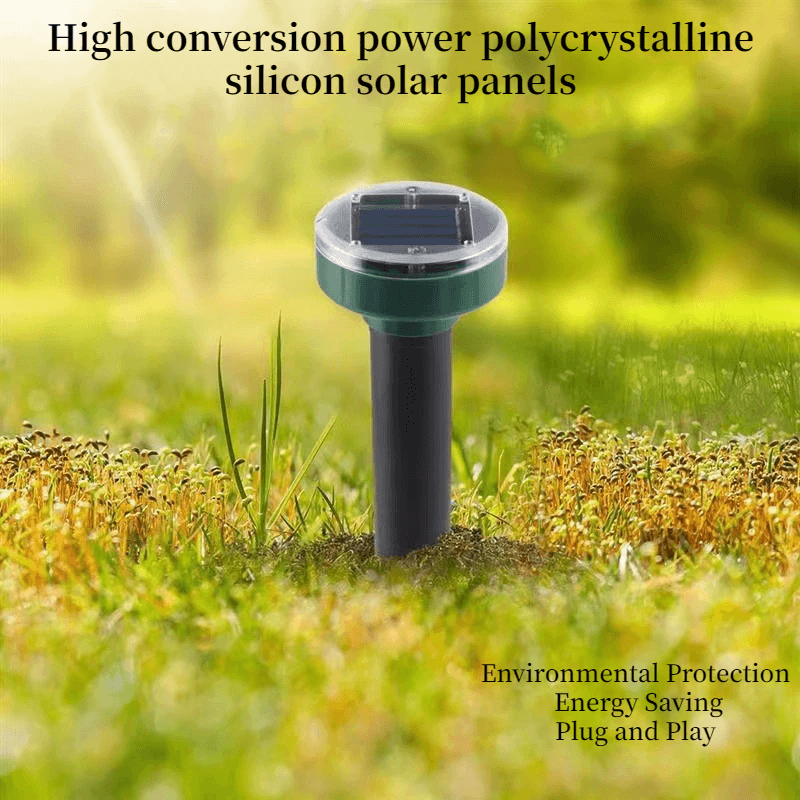 Ultrasone ongedierteverjager op zonne-energie | Schrikt mollen en knaagdieren af | Waterdicht, 400 Hz, Tuinbescherming voor buiten