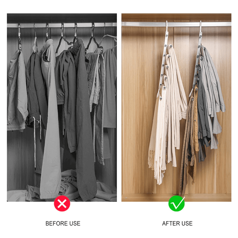 6-in-1 Roestvrij Staal Opvouwbaar Broekenrek | Multifunctionele Kleerhanger voor Garderobe & Reizen - Bespaar ruimte met verstelbare lagers