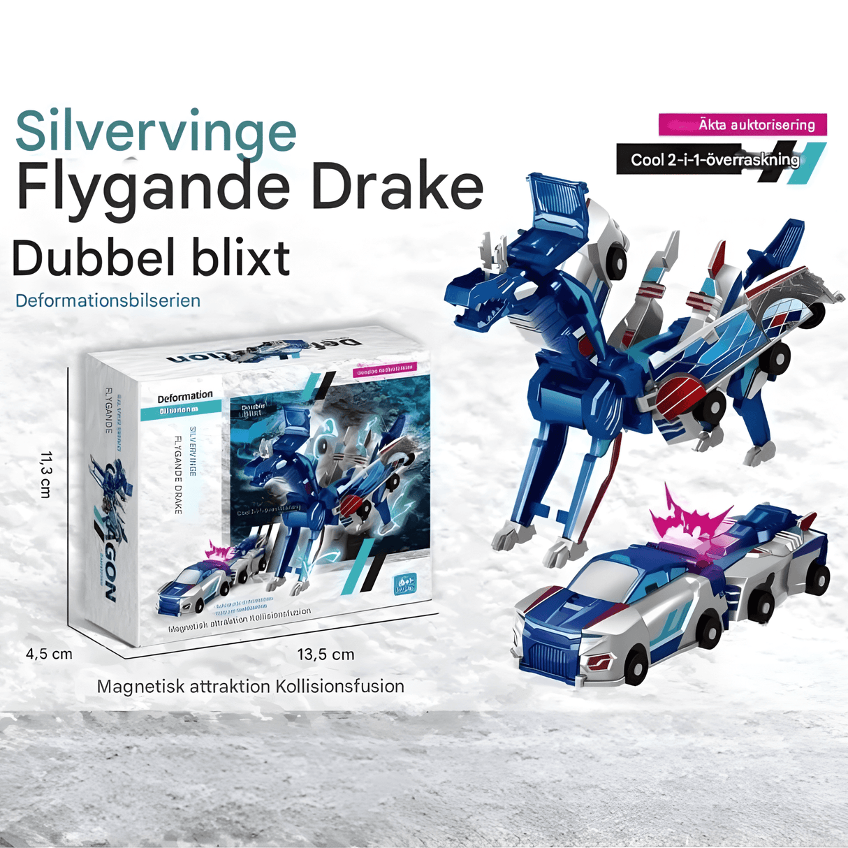 SkyDrake – Magnetisk Kollision-Bil som Förvandlas till Flygande Drake | 2-i-1 Lekfordon för Fantasi & Rörelselek