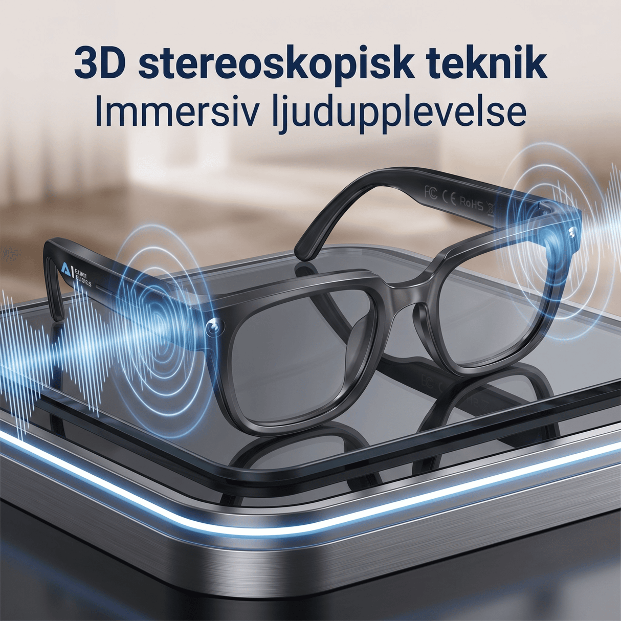 VoxLens – Smarta AI-Glasögon med Kamera, Realtidsöversättning och Röststyrning – 4K Video, Samtal och Musik