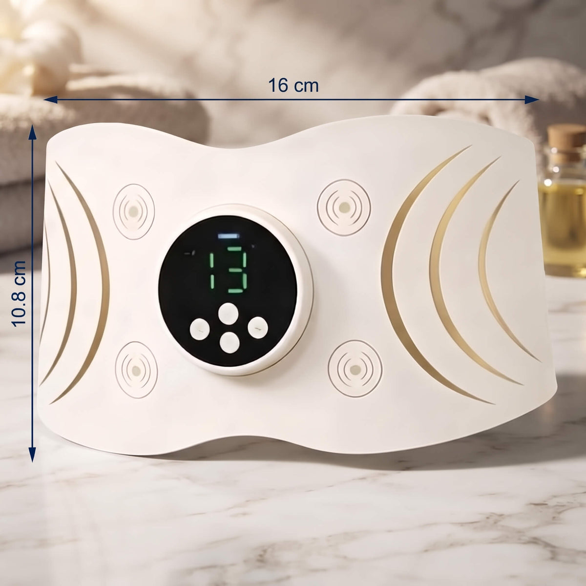 WaistWarm – Verwarmende EMS-massageband met rood licht voor onderrug, taille en buikspieren – 6 standen, 16 niveaus en 3 warmteniveaus