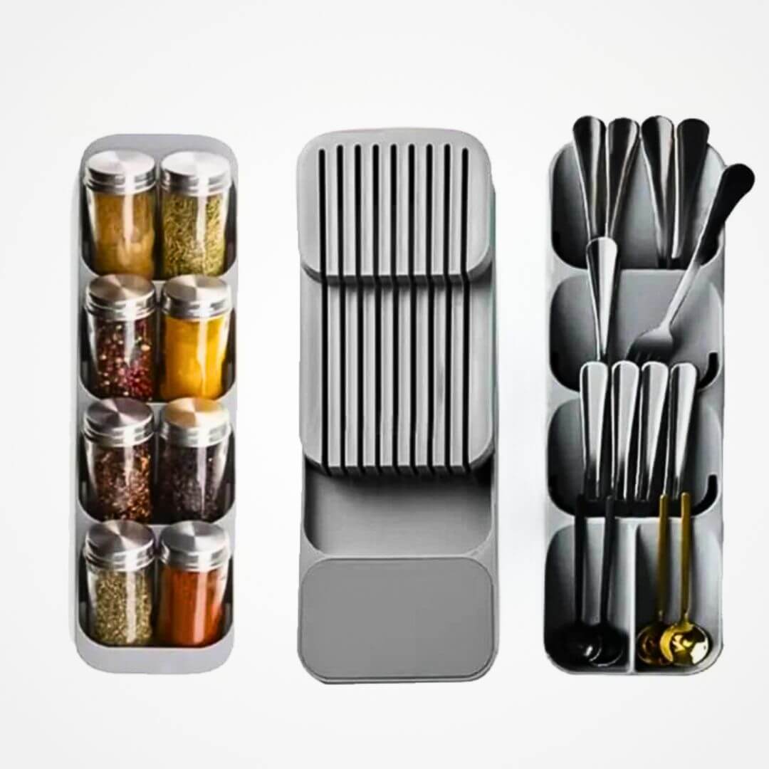CutliBox - Slimme keukenopberger voor bestek, messen en kruidenflesjes | Multifunctionele Organiser