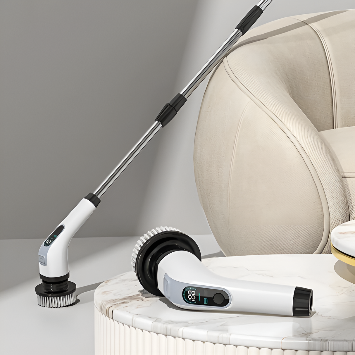 SpinClean - 9-in-1 elektrische reinigingsborstel met steel voor een milde reiniging