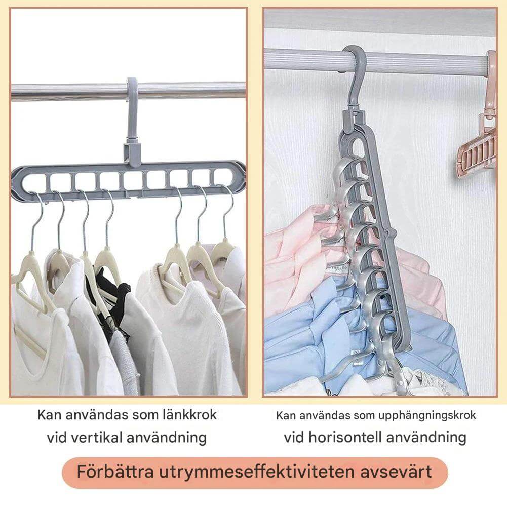 ClosetEase - Ruimtebesparende kleerhanger | Multifunctionele kleerhanger met 9 haken & 360° draaibare haak