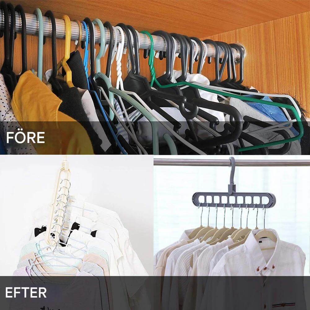 ClosetEase - Ruimtebesparende kleerhanger | Multifunctionele kleerhanger met 9 haken & 360° draaibare haak