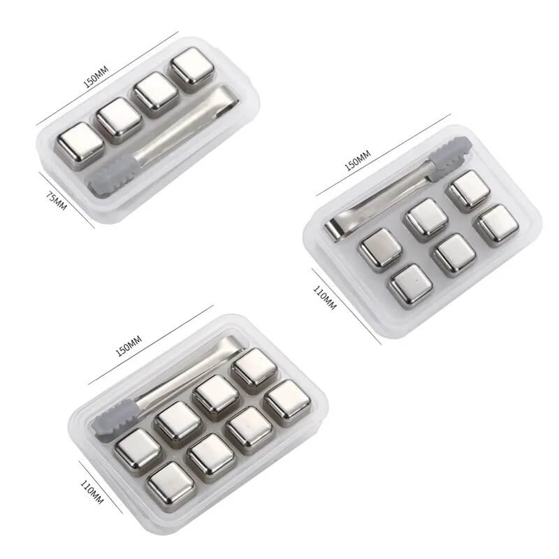 FrostGleam - Roestvrijstalen ijsblokjesset | Herbruikbare ijsblokjes voor whiskey, wijn & cocktails - Stijlvol, Cool & Geen Verdunning