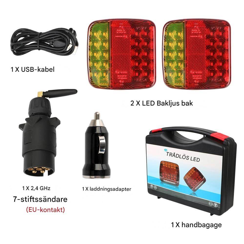 TrailMagnet - Magnetische draadloze LED-achterlichten voor aanhangers, caravans en vrachtwagens | Draadloos remlicht met 5 functies