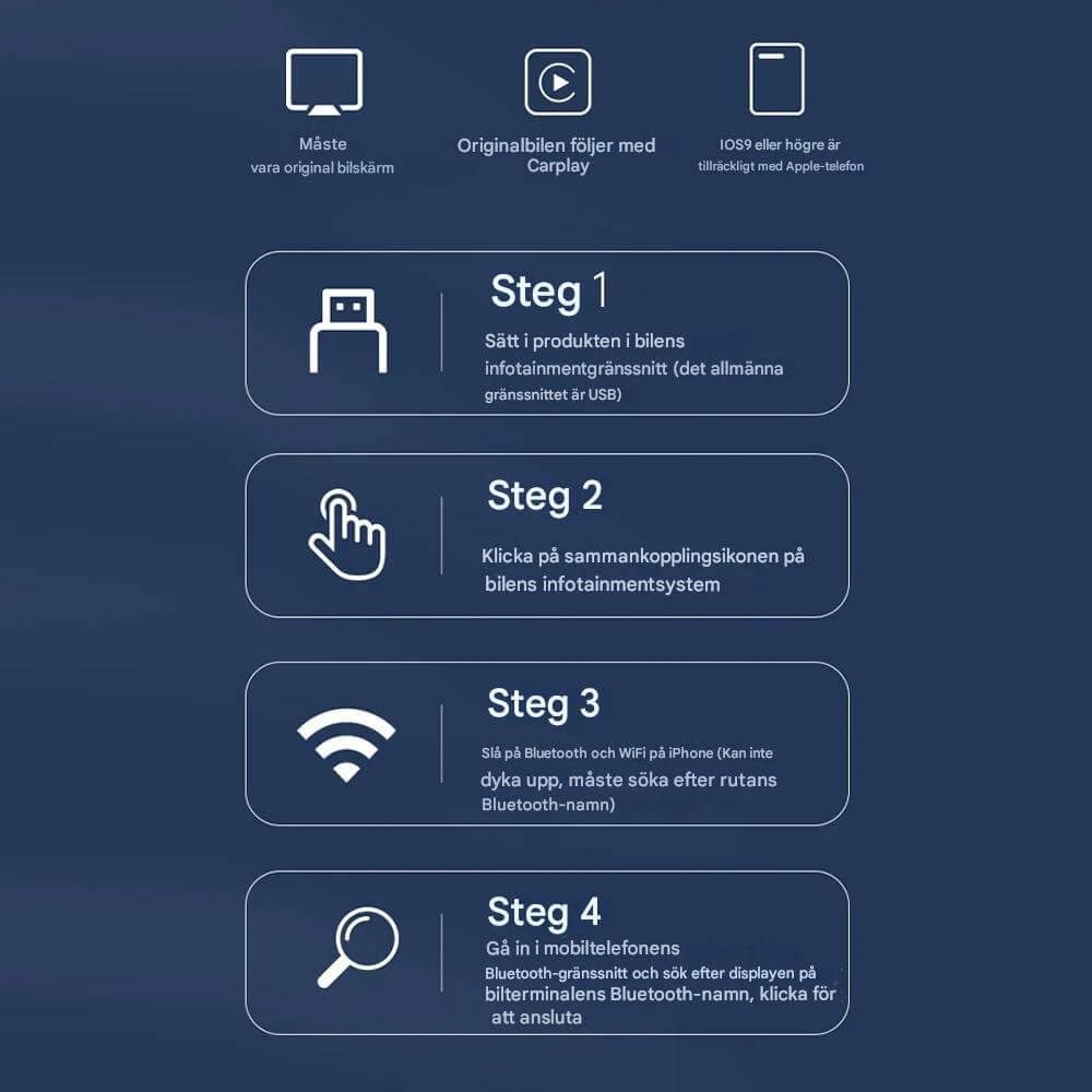 AutoLink - Sladdlös Android Auto & IOS CarPlay-adapter för Multimedia i Bilen