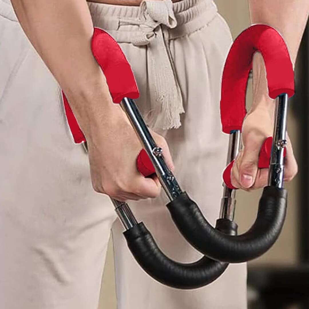 PowerFlex – Justerbar Bröst- & Armtränare | U-Formad Expander för Styrketräning med Greppvänligt Skum