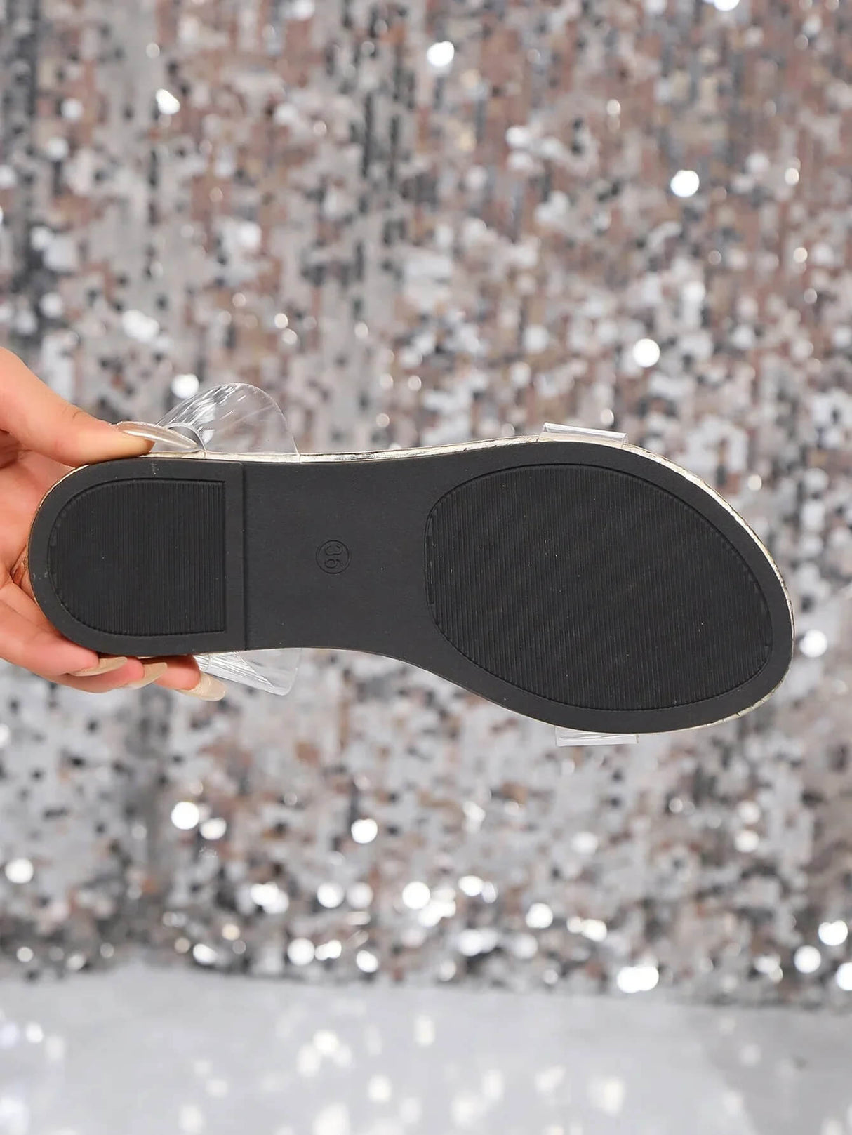 GlitzaWalk - Vrouwensandalen met steentjes en transparante bandjes | Comfortabele zomerschoenen in grote maten