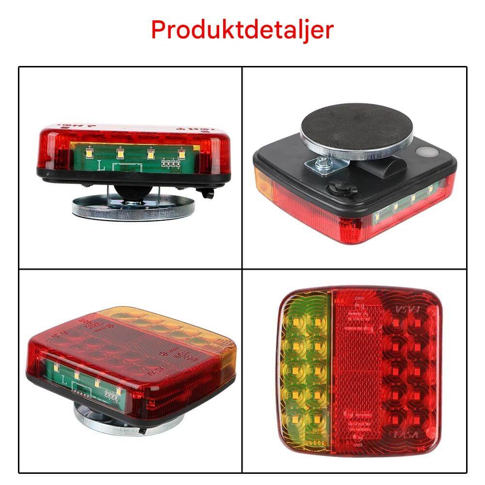 TrailMagnet - Magnetische draadloze LED-achterlichten voor aanhangers, caravans en vrachtwagens | Draadloos remlicht met 5 functies