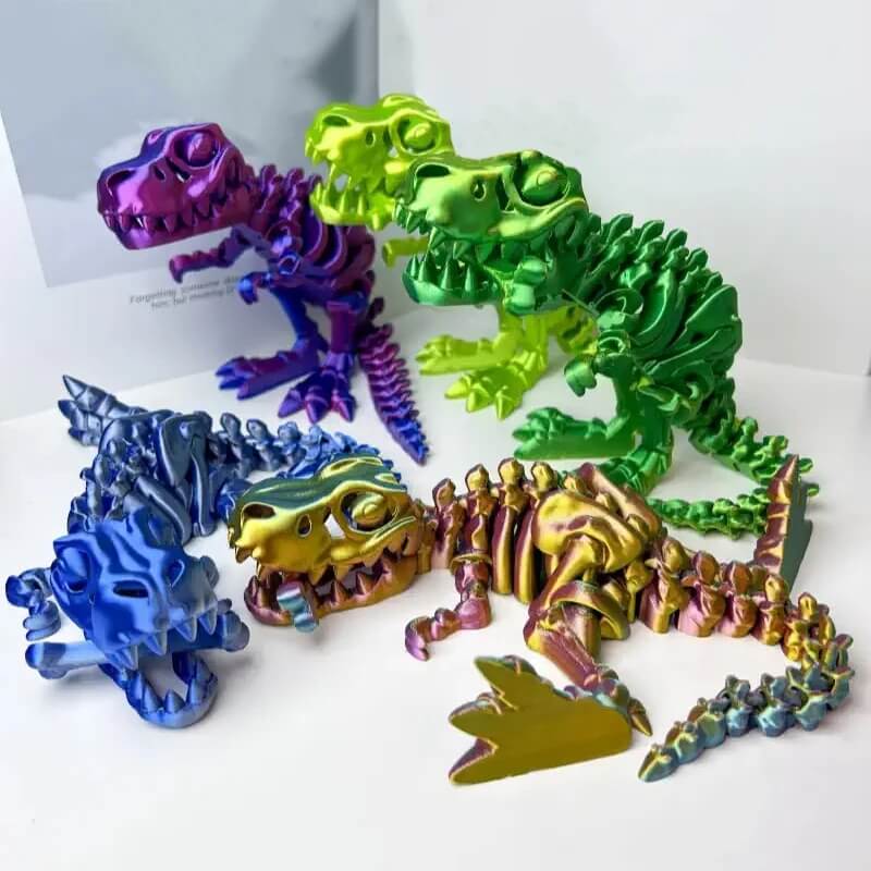 DinoFlex - beweegbaar 3D-geprint dinosaurusmodel voor spel en decor