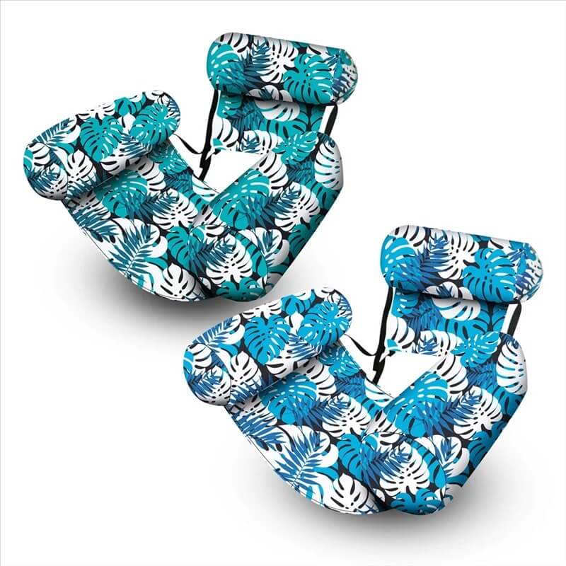 HydroHammock - Opblaasbare Drijvende Stoel voor Volwassenen | Comfortabele Zwembadhangmat met Nekkussen & Plantenpatroon