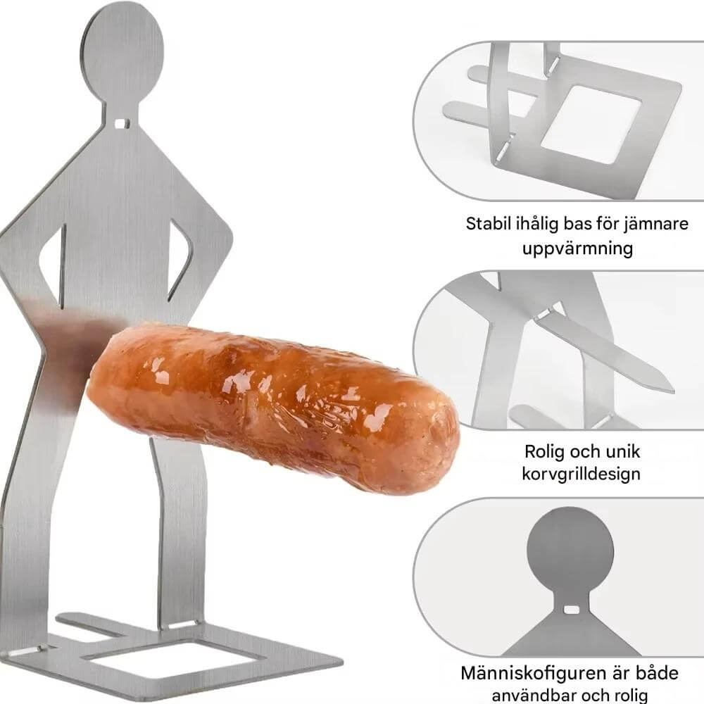 Sausbro - Draagbare roestvrijstalen worsthouder voor camping, barbecue en picknick 5st