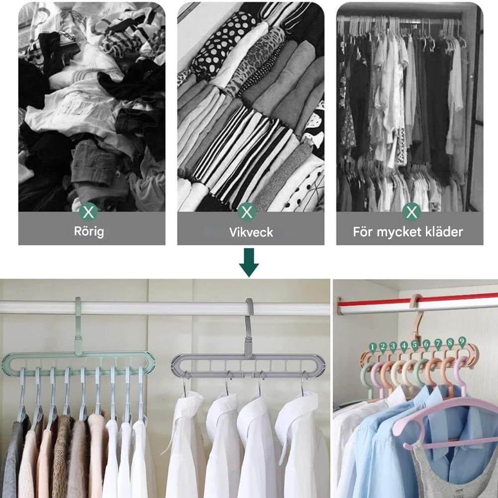 ClosetEase - Ruimtebesparende kleerhanger | Multifunctionele kleerhanger met 9 haken & 360° draaibare haak