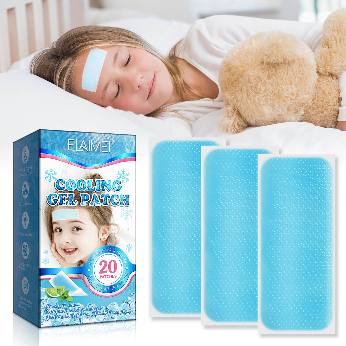 CooliPatch - Koortspleister voor kinderen | Cooling Gel Patch voor natuurlijke verlichting zonder medicijnen